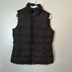 Free Country Women’s Small Black Down Puffer Vest Full Zip Snap Pockets #1100
